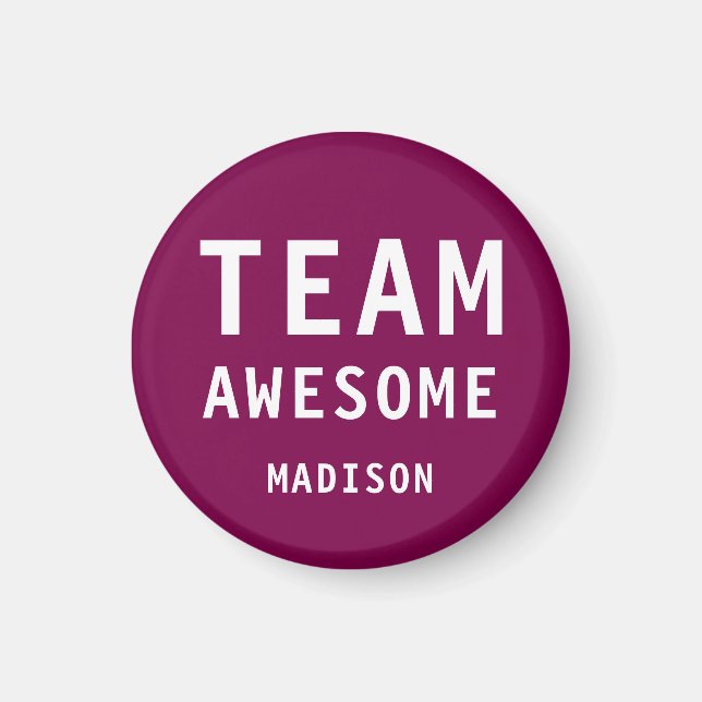 Funny Team Awesome Wine Red Personalised Name Magnet (Front)