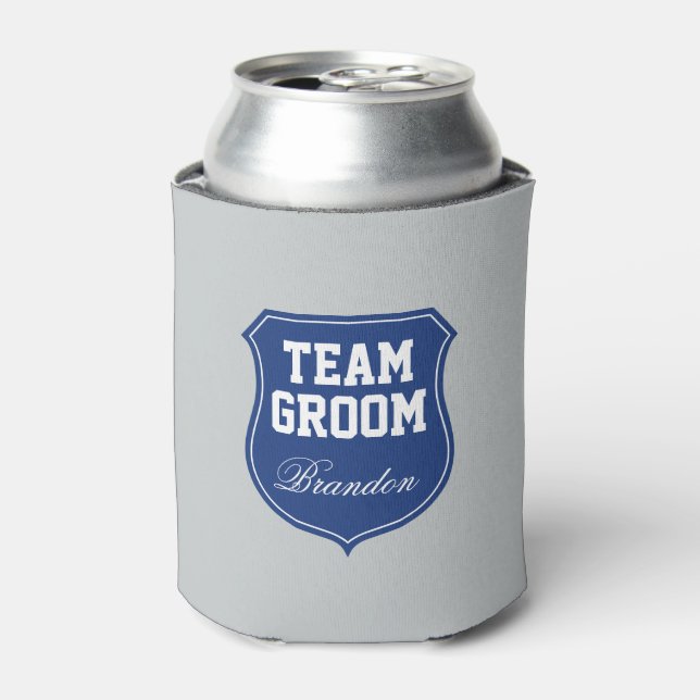 Funny Team Groom can coolers for wedding party (Can Front)