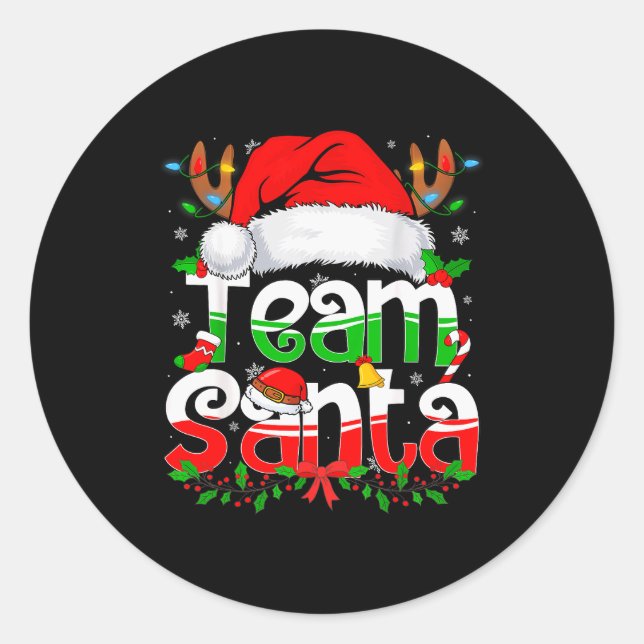 Funny Team Santa Claus Christmas Family Matching P Classic Round Sticker (Front)