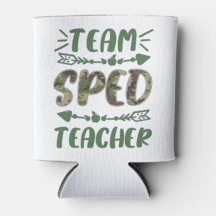 Funny Team Sped Teacher Camo Teacher Student Back  Can Cooler