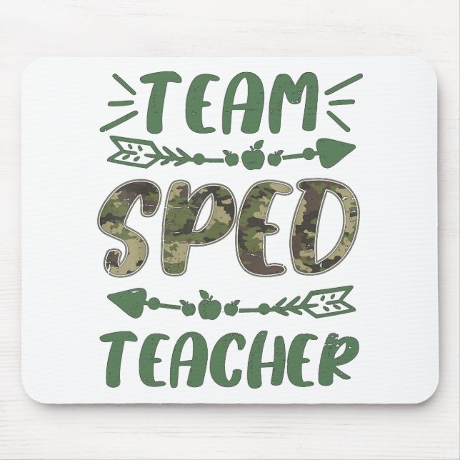 Funny Team Sped Teacher Camo Teacher Student Back  Mouse Mat (Front)