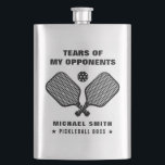 Funny Tears of My Pickleball Opponents Hip Flask<br><div class="desc">Raise a toast to every thrilling rally with this eye‑catching funny “Tears of My Pickleball Opponents” Shot Glass — a must‑have barware piece for pickleball lovers! Featuring a bold club‑emblem‑inspired design with crossed paddles and a pickleball at its center, this shot glass combines sporty charm with vintage collegiate style. Whether...</div>