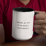 Funny Tears of my Pickleball Opponents Typography Mug<br><div class="desc">Funny modern coffee mug reading TEARS OF MY PICKLEBALL OPPONENTS in a trendy minimalist typography design. Sip humour from our 'Tears of my Pickleball Opponents' mug.  🥒😂🏓☕ Hilarious fun for pickleball enthusiasts! #PickleballHumor #CustomLaughs</div>