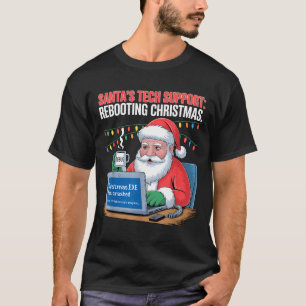 Funny Tech Santa Support Rebooting s T-Shirt