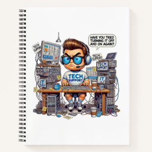 Funny Tech Support Cartoon Notebook