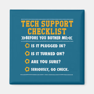 Funny Tech Support Checklist Computer Geek Magnet