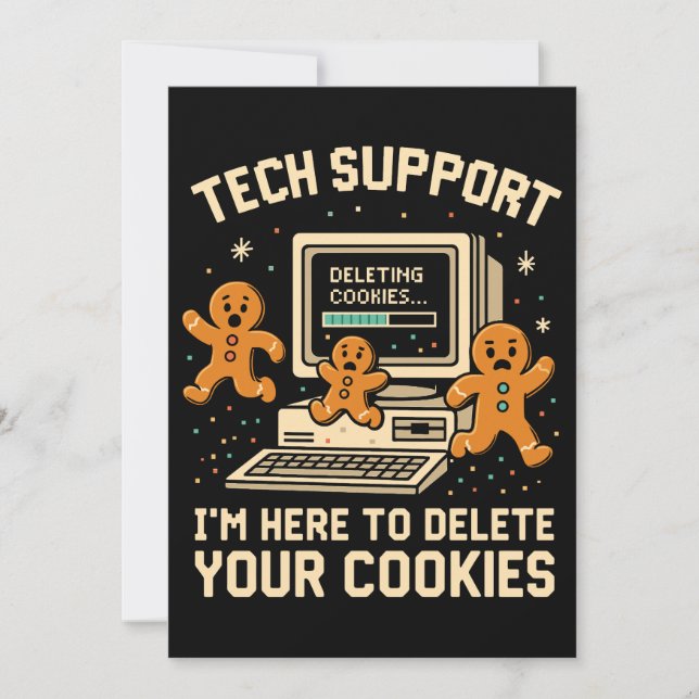 Funny Tech Support Delete Cookies  Thank You Card (Front)