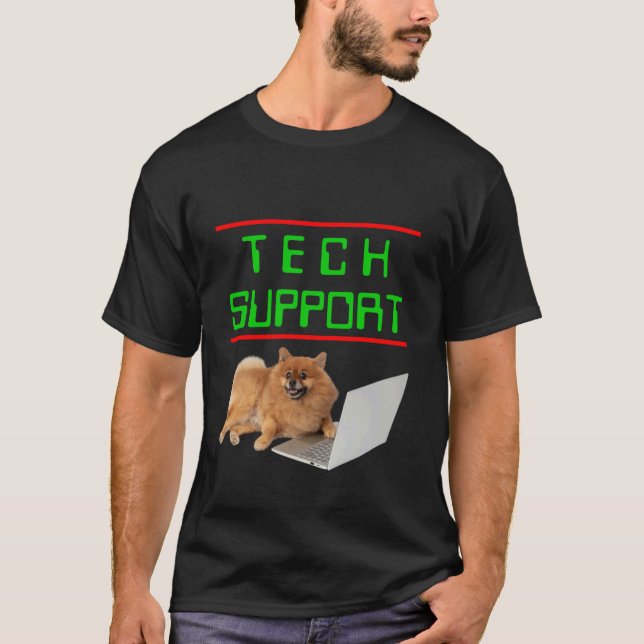 Funny Technical Support Badge Sarcastic Dog Vibe T-Shirt (Front)