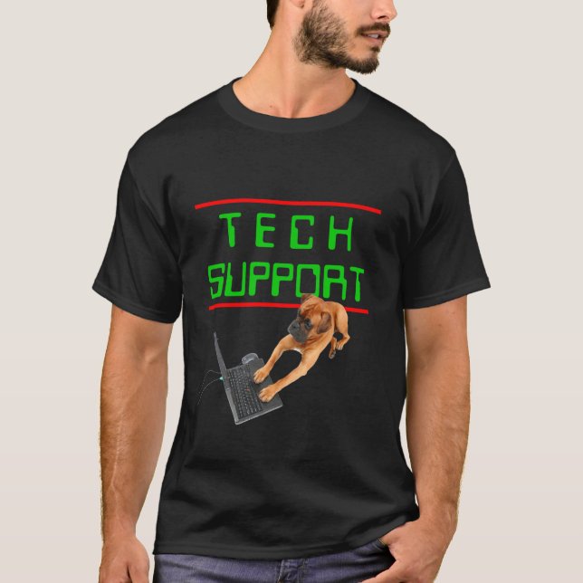 Funny Technical Support Badge Sarcastic Dog Vibe T-Shirt (Front)