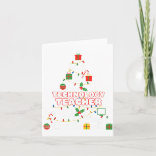 Funny Technology Teacher Christmas Tree Lights Wom Card
