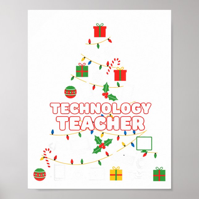 Funny Technology Teacher Christmas Tree Lights Wom Poster (Front)