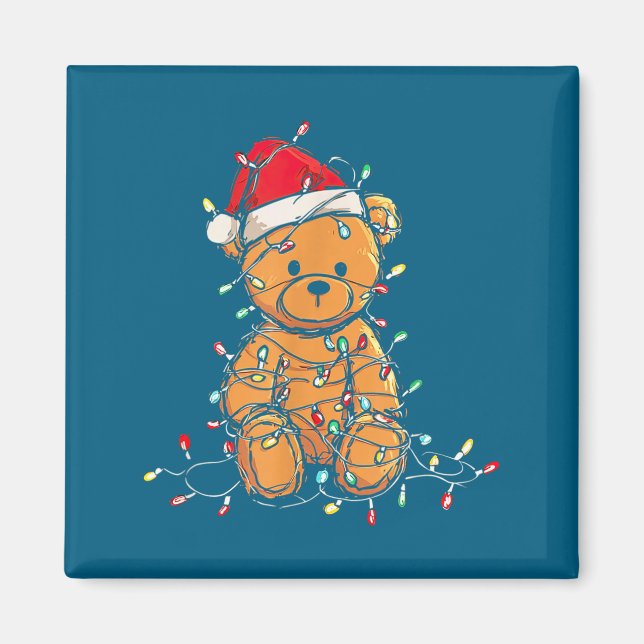 Funny Teddy Bear Christmas Graphics Lights Lover  Magnet (Front)