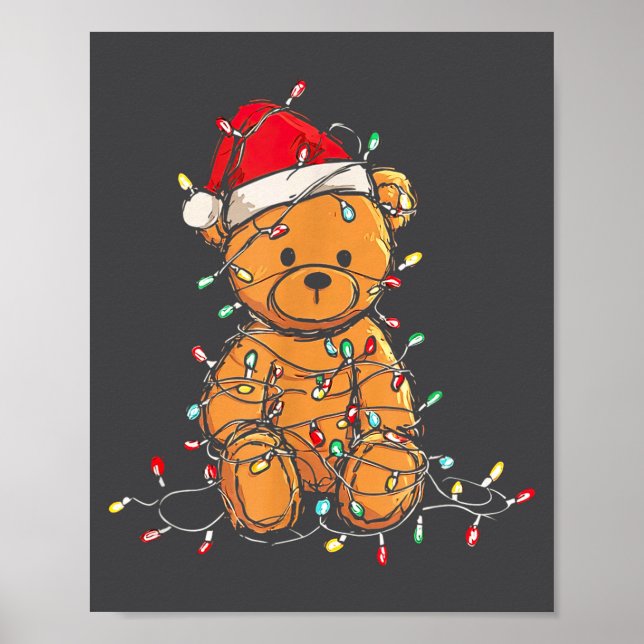 Funny Teddy Bear Christmas Graphics Lights Lover  Poster (Front)