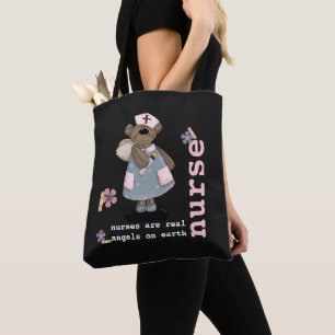 Funny Teddy Bear Nurse design Tote Bags
