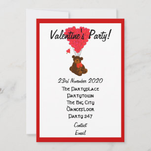 Funny teddy bear valentines party invitation