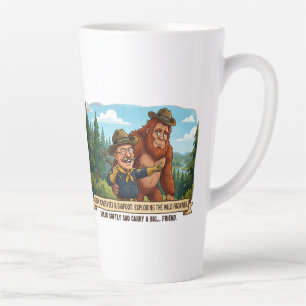 Funny Teddy Roosevelt and Bigfoot Caricature - Nat Latte Mug