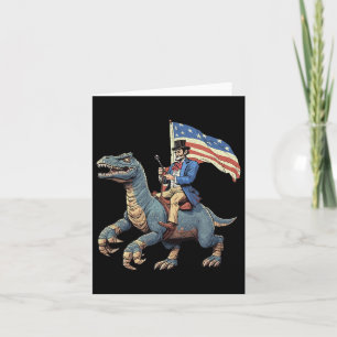 Funny Tee Abe Lincoln Riding A Dinosaur T-rex 4th  Card