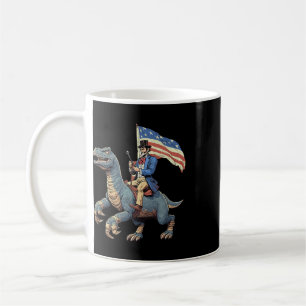 Funny Tee Abe Lincoln Riding A Dinosaur T-rex 4th Coffee Mug