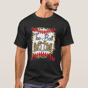 Funny Tee Ball Mum Baseball Leopard Bleached Mothe