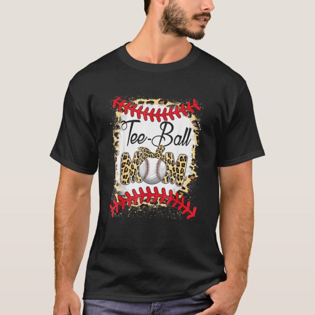 Funny Tee Ball Mum Baseball Leopard Bleached Mothe (Front)