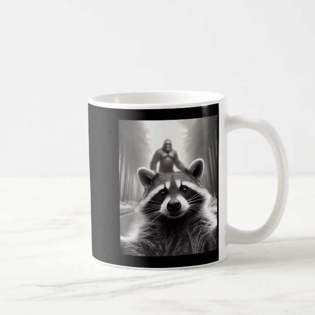 Funny Tee Ed Raccoon Selfie Bigfoot Gift Mens Wome Coffee Mug (Right)