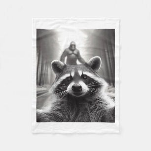 Funny Tee Ed Raccoon Selfie Bigfoot Gift Mens Wome Fleece Blanket