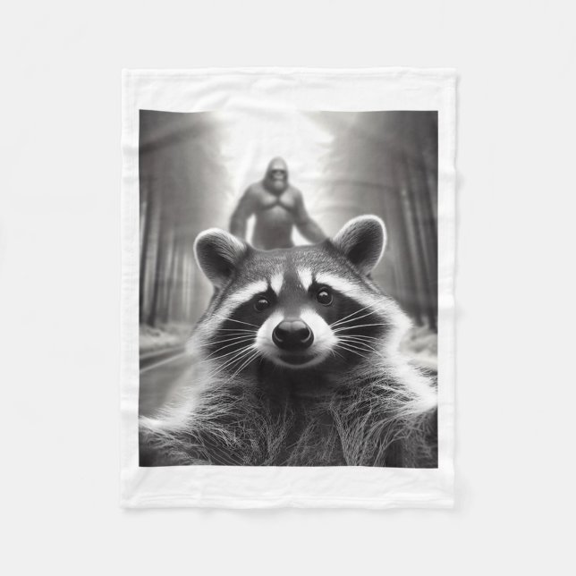 Funny Tee Ed Raccoon Selfie Bigfoot Gift Mens Wome Fleece Blanket (Front)