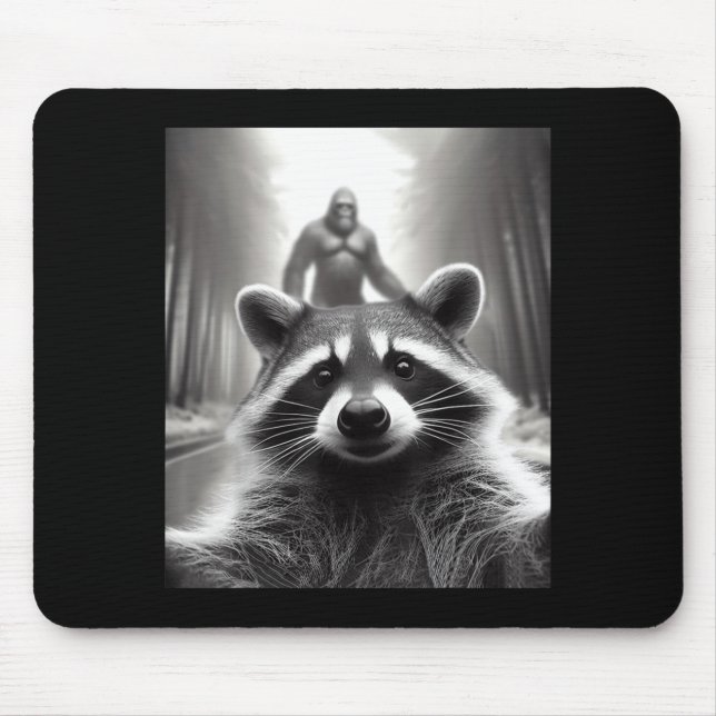 Funny Tee Ed Raccoon Selfie Bigfoot Gift Mens Wome Mouse Mat (Front)