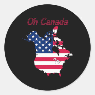 Funny Tee Oh Canada Funny Trump Map Of Usa  Classic Round Sticker