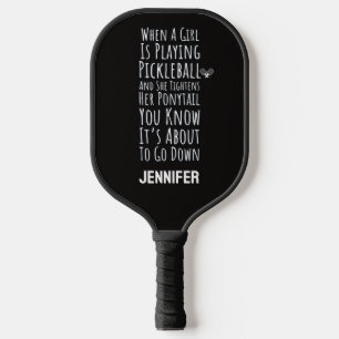 Funny Teen Girl Black Pickleball Paddle