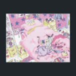 Funny Teenager Girls Messy Bedroom Cute Pink Art Postcard<br><div class="desc">This is the perfect present for the messy person in your life. A humourous illustration of the realities of life with an untidy person. A wonderful bird's eye view of a teenage girls bedroom in shades of pink. Detailed illustration by artist Catherine Sweetman</div>