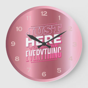 Funny Teenager Quote Girls Rose Gold Pink Bedroom  Large Clock