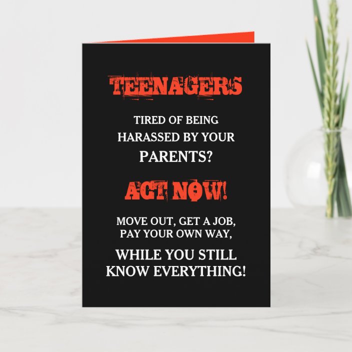 Funny Teenager | Teens Birthday Card | Zazzle.co.uk
