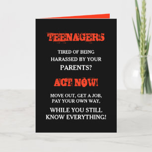 Funny Teenager Teens Birthday Card