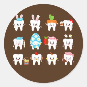 Funny Teeth Bunny Easter Day Bunny Dentist Dental Classic Round Sticker