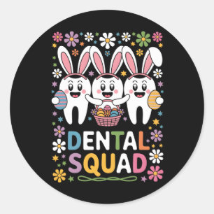 Funny Teeth Dental Squad Dentist Happy Easter Day Classic Round Sticker