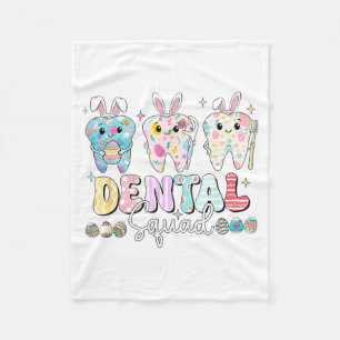 Funny Teeth Dental Squad Dentist Happy Easter Day Fleece Blanket