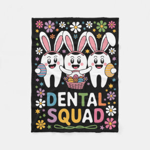 Funny Teeth Dental Squad Dentist Happy Easter Day Fleece Blanket