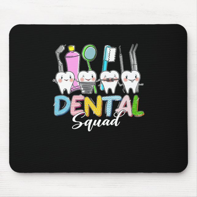 Funny Teeth Dental Squad Dentist Happy Easter Day Mouse Mat (Front)