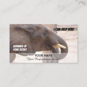 Funny teeth for dental experts against shame business card