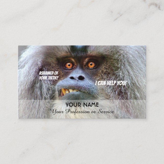 Funny teeth for dental experts against shame business card (Front)