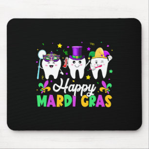 Funny Teeth Happy Mardi Gras Dental Squad Dentist  Mouse Mat