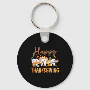 Funny Teeth Thanksgiving Dentist Turkey Dental Squ Key Ring