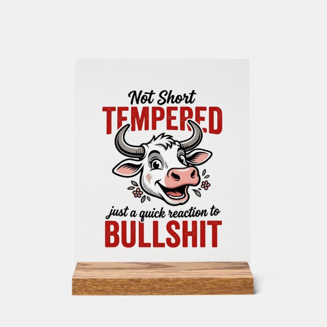 Funny Tempered Cow Vintage Acrylic Sign (Front)