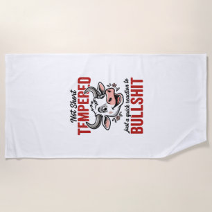 Funny Tempered Cow Vintage Beach Towel