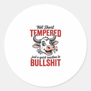 Funny Tempered Cow Vintage Classic Round Sticker