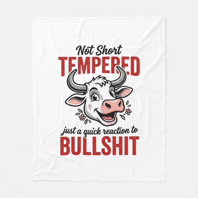 Funny Tempered Cow Vintage Fleece Blanket (Front)