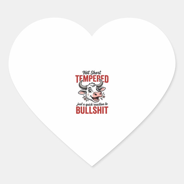 Funny Tempered Cow Vintage Heart Sticker (Front)
