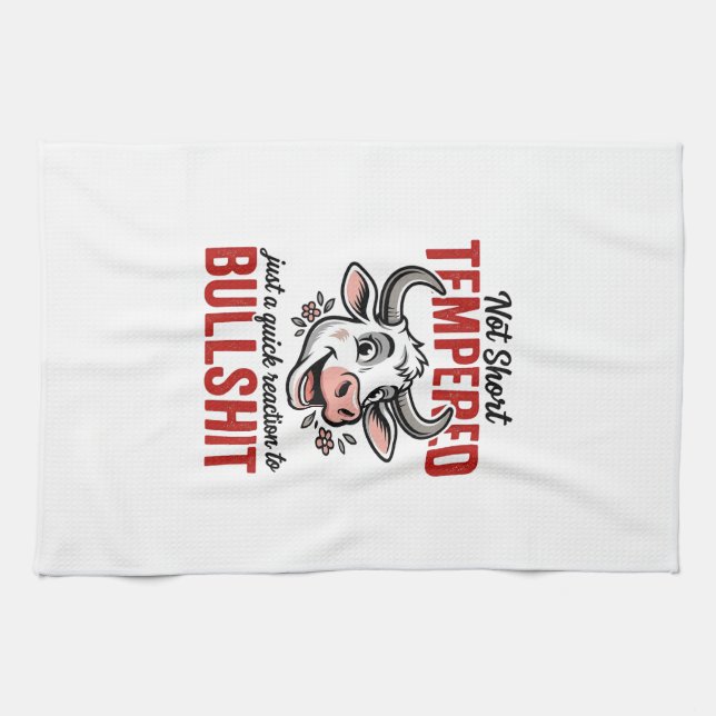 Funny Tempered Cow Vintage Tea Towel (Horizontal)