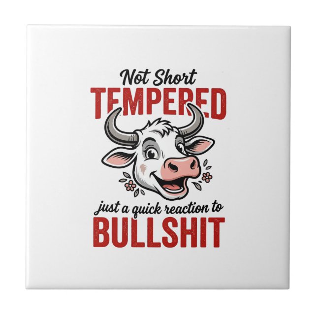Funny Tempered Cow Vintage Tile (Front)